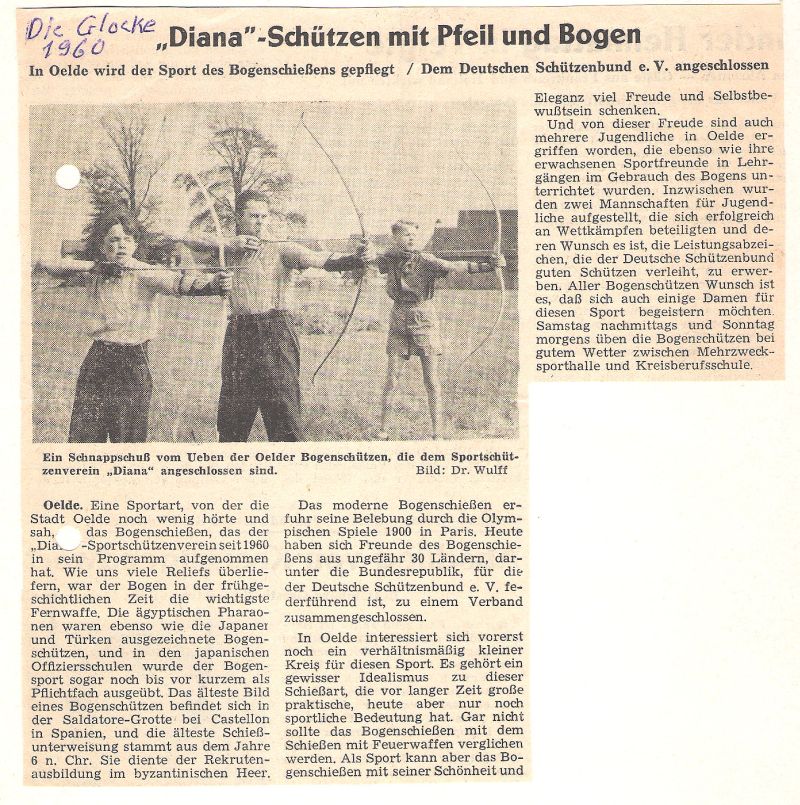 Bericht ueber Bogenabteilung 1960